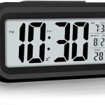 JASIFS Digital Smart Alarm Clock – Smart Automatic Sensor Backlight Plastic Alarm With Date & Temperature Display For Home Office, Black