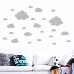 Gadgets Wrap Cartoon Smiling Face White Clouds Wall Stickers for Kids Baby Rooms Nursery Decoration Self-Adhesive Wall Decals Vinyl Art Mural