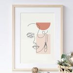 Gadgets Wrap Minimal Woman Face Line Art Painting Modern Minimalist Line Art Poster Female Figure Sticker