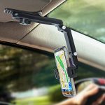 BKN Car Phone Holder for Sun Visor, 1080° Rotatable and Foldable Dashboard Phone Holder for Car, Universal Adjustable Spring Clip Car Cell Phone Stand for All Phone, Car Accessories
