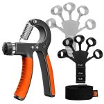 FRENZY combo of Hand Grip and Finger Strength Trainer for Men and Women, 6 Month Warranty Gym and Home Workout Equipment with Rubber Grippers – Finger Gripper – Strengthener for Climbing, Guitar, Forearm, Exerciser For Hand and Wrist Muscles Fitness and Physiotherapy