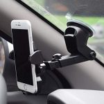 CQLEK® Capital Car Mobile Phone Holder Long Neck One Touch Mount Holder 360° Touch Frame for Dashboard/Windshield (Black with Silicon Base)