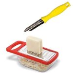 Cheese Grater with Container and Stainless Steel Classic Peeler (Combo), Vegetable Grater with Detachable Storage Container, Stainless Steel Peeler, Potato, Fruit and Vegetables Peeler, (Multicolor)