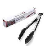 Baskety Heavy-Duty Non-Stick Stainless Steel Silicone Kitchen Tongs (Black, 9 Inches)