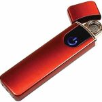 ZVR Smart Finger Touch Sensor Dual Flameless Ultra Slim USB Charging Windproof Electronic Torch Cigarette Lighter |Plasma Touch Rechargeable Travel Electric Mini Lighter with Battery Indicator (Red)