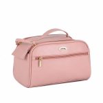 PINZOR Multipurpose Portable Toiletry Kit Leather Zipper Pouch for Travelling Shaving Kit or Makeup Cosmetic Bag Organizer Pouch for Women and Men (Pink)