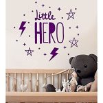 GADGETS WRAP Words Little Hero Wall Decal for Children’s Room Vinyl Sticker Baby Boy Nursery Decoration Wallpaper Stickers Wall Decoration Decal Sticker