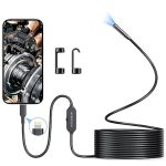 DEPSTECH Endoscope Camera with Light, FHD Borescope Inspection Camera with Bluart 3.0 Tech, 7mm Slim Probe,16.4ft Semi-Rigid Cable, IP67 Waterproof Snake Camera for IOS Smartphone, Cool Gadget for Men