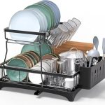 Abhsant Dish Rack with Extra Drying Dish Racks,Kitchen Gadgets with,Kitchen Organization Dish Drying Rack with Drainboard, 2-Tier Dish Racks for Kitchen Counter,