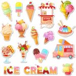 GADGETS WRAP 34Pcs Ice Cream Thick Gel Clings Colorful Ice Cream Window Gel Decals Ice Cream Booth Summer Window Gel Stickers for Summer Toddlers Kids Home Classroom Ice Cream Party Supplies