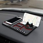ZAEGO Rubber Car Dashboard Accessories Mat with 360 Degrees Rotatable Phone Holder Stand, Multi Function Anti-Slip Parking Numbers for Smartphone GPS Navigation God Idols Toys Coins for SUV god Idol.