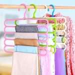 INOVERA (LABEL) Plastic Inovera 5 Layer Pants Clothes Hanger Wardrobe Storage Organizer Rack (Set Of 4), 33L X 1B X 32H Cm (Assorted Colour)