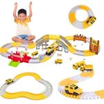 Gadget Glow Road Construction Toys for Kids with Racing Car Toys for 3 + Year Old Boy with Flexible Track Bridge,2 Die-Trucks & 1 Mini Car Kids | Vehicle Toys for Kids.
