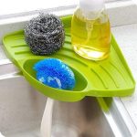 FreshDcart Kitchen Sink Corner Tool with Tray Storage Organizer Rack for Soap Dish Wash Basin (Plastic, Green), Pack of 1