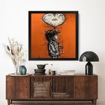 GADGETS WRAP Printed Photo Frame Matte Painting for Home Office Studio Living Room Decoration (17x17inch Black Framed) – Orange Boy