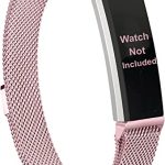 Zitel Bands Compatible with Fitbit Alta / Alta HR Band for Women Men, Breathable Stainless Steel Loop Mesh Strap with Unique Magnet Lock (No Tracker) – Rose Pink