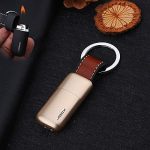 Zorzel Multi Utility Lighter, Mini Keyring Lighter, Refillable Butane Gas Torch Lighter, Bag Pendant, Leather Cigarette Lighter, Soft Flame Smoking Gadgets for Kitchen, Outdoors, Gold