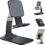 VEROX Foldable Tablet Tabletop Mobile Phone Stand Holder-Cell Phone Holder with Adjustable Height & Angle with Anti-Slip Compatible with All Smartphones Tablets Kindle iPad