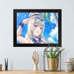 GADGETS WRAP Printed Photo Frame Matte Painting for Home Office Studio Living Room Decoration (17x11inch Black Framed) – Blue Eyes Beautiful Anime Girl With Uniform Specs Standing In Blue Sky Anime Girl