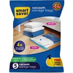 5 Pack Smart Saver Vacuum Bags for Travel, Space Saver Bags (1 Large/2 Medium/2 Small) Compression Storage Bags for Clothes, Bedding, Pillows, Comforters, Blankets Storage Vacuum Sealer Bags for Clothes Storage, Vaccine Sealed Compression Airtight Reusable Packing Ziplock Bag with Travelling Hand Pump