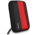AirCase Rugged Hard Drive Case for 2.5-inch Western Digital, Seagate, Toshiba, Portable Storage Shell for Gadget Hard Disk USB Cable Power Bank Mobile Charger Earphone, Waterproof (Red-Black)