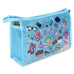 Aainah Cosmetic Bag – Travel Makeup Bag for Girls Women Water-Resistant Tropical Palm Fruits Vanity Toiletry Bag Pouch Beauty Cosmetic Organizer Gadget Pencil Case (Wakeup Makeup Blue)