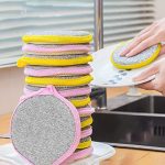 Wolpin 2-in-1 Dishwashing Scrub & Sponge for Kitchen (Pack of 10 Pcs) Cleaning Dishes and Cookware