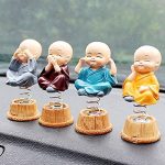 Gadget-Wagon Resin Buddha Spring for Car Dashboard, Home Office and Living Room Decor – Set of 4