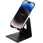 Ambrane Mobile Holding Tabletop Stand, 180 Degree View, Premium Metal Body, Wide Compatibility, Multipurpose, Anti-Skid Design (Pop Stand, Black)