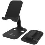 Amkette Ergo Desk Phone Holder, Foldable Mobile Stand with Height Adjustable Design and Anti-Slip Silicone Grips for Office and Home use, Compatible with Smartphones and Tablets (Black)