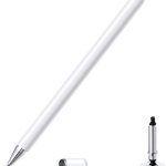 Dyazo Aluminium Fine Point Stylus Pen with Spare Disk for Touch Screens Devices, Compatible with iPad/iPhone/X/XR, Amazon Kindle and All Android/iOS Smart Phones and Tablets (White)