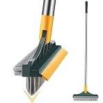 ZHUQUA Bathroom Cleaning Brush with Wiper 2 in 1 Tiles Cleaning Brush Floor Scrub Bathroom Brush with Long Handle 120° Rotate Bathroom Floor Cleaning Brush (3 in 1 Tiles Cleaning Brush)