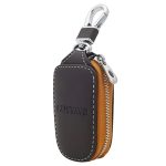 Venzina® Car Key Case, Smart Car Key Cover Protection PU Leather Car Key Chain Bag Car Smart Keychain Coin Holder Auto Remote Keyring Wallet (Brown)