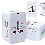 ESnipe Mart Worldwide Travel Adapter with Build in Charger Dual USB Ports with 125V 6A,250V Electrical Protected Plug Compatible with Laptop, Cameras (White)