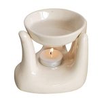 Pure Source India Oil Burner for Home, Office, with 1 Tea Light Candle, Made by Porcelain (Off – White)