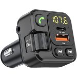 Ambrane Bluetooth FM Transmitter in Car Radio Adapter for Hands-Free Calling, Type-C (30W) PD Technology & USB-A (12W) Dual Ports, Fast Charger, Music Streaming, Supports All Smartphone (Car Connect)