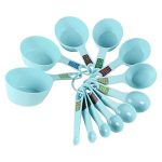 INOVERA (LABEL) Plastic 12 Piece Measuring Cups and Spoons for Kitchen Cake Baking and Cooking Teaspoon Tablespoon Spoon Accessories Tools Set (Sky Blue)