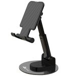 WeCool T1 Rotatable and Foldable Tabletop Mobile Stand with Stable Metalic Round Base,Multiple adjustments of Height and Angle Phone Stand,Mobile Holder for Smartphones,Tablets,Kindles and for iPad