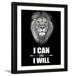 Chaka Chaundh – Motivational Quotes Frames – Framed Posters with Frame Quotes Wall Frames for OFFICE & STUDENT-Photos with Quotes-(13.6 X 10.6 inches) (I can & I will – Lion – Black), Acrylic