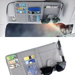 AUGEN PU Leather Multi-Function Car Space Sun Visor Organizer Hanging Phone Storage Pouch Holder with Multi-Pocket Net Zipper (Grey) (Pack of 1)