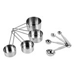 ESTOILE Stainless Steel Stackable Measuring Cups & Spoon Set Combo | Kitchen Gadgets for Cooking & Baking Cakes | Upgraded Thick Handles and Engraved Measurements(Set of 4 Cups and 4 Spoons)
