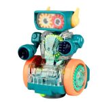 VikriDA Robot Rotating Gear Toy, Transparent Gear Electric Walking, 360 Degree Rotating Bump & Go Robot Toy with Flashing Lights & Sound – Multicolor