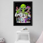 GADGETS WRAP Printed Photo Frame Matte Painting for Home Office Studio Living Room Decoration (11x17inch Black Framed) – Psychedelic Alien Retro Poster Style 12