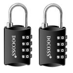 DOCOSS Metal 4-Digit Password Number Luggage Travel Bag Locks, Pack of 2 (Black)