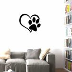 GADGETS WRAP Adorable Puppy Paw Heart Decal Valentine’s Day Cuddly Dog Footprint Sticker Pet Window Vinyl Decor for Couple Bedroom Nursery Kids Room Cats Dogs Pets Store Shop