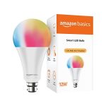 amazon basics – 12W Smart LED Bulb with Alexa, Google Assistant & Wi-Fi Enabled (Pack of 1, Multicolour, B22 Holder)
