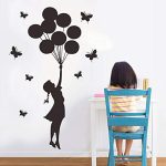 GADGETS WRAP Cute Butterfly Balloon Girl Wall Sticker Vinyl Wall Decal Decoration Sticker