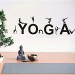 GADGETS WRAP Art Yoga Postures Yoga Studio Wall Decal Home Decor Yoga Words Hindu Buddha Pilates Girl Bedroom Wall Sticker Removable Yoga Fitness Bodybuilding Wallpaper