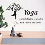 GADGETS WRAP Yoga Women Tree Wall Decal Art Quote Buddhism Yoga is About Stayng Connected to The Earth Like a Tree Home Decor Wall Sticker Fitness Yoga Posture
