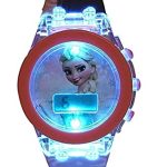 ARTLABEL Pink Frozen Digital 7 Color Disco Light Glowing Wrist Watch for Kids,Boys & Girls -Best Birthday Return Gift for children(2-8 Years Old) (Frosen)